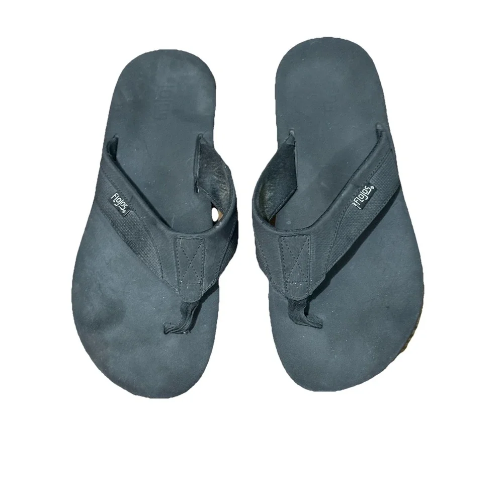 Flojos Flip Flop‎ Sandals Black Ryan Thong Mens Memory Foam Size 12